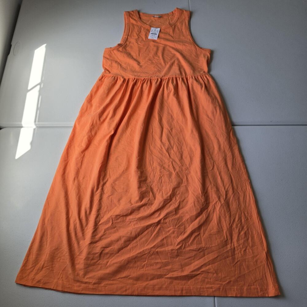 J Crew Dress Womens M Orange Cotton Blend Tank Maxi Sundress Casual Summer